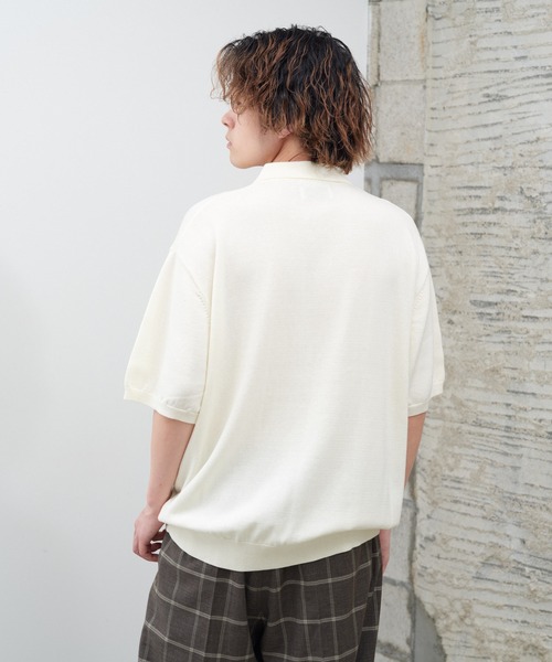 WHIMSIC（ウィムジック）の「【UNISEX】ファインニットショートスリーブポロシャツ（ポロシャツ・メンズ・ホワイト/ブラック/ミント/オレンジ・FREE）」の14枚目の写真