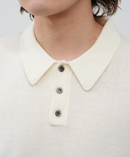 WHIMSIC（ウィムジック）の「【UNISEX】ファインニットショートスリーブポロシャツ（ポロシャツ・メンズ・ホワイト/ブラック/ミント/オレンジ・FREE）」の7枚目の写真