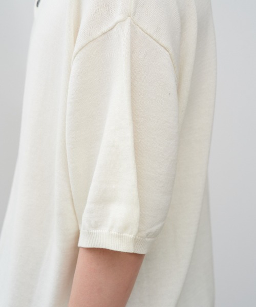 WHIMSIC（ウィムジック）の「【UNISEX】ファインニットショートスリーブポロシャツ（ポロシャツ・メンズ・ホワイト/ブラック/ミント/オレンジ・FREE）」の8枚目の写真
