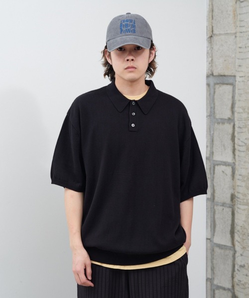 WHIMSIC（ウィムジック）の「【UNISEX】ファインニットショートスリーブポロシャツ（ポロシャツ・メンズ・ホワイト/ブラック/ミント/オレンジ・FREE）」の20枚目の写真