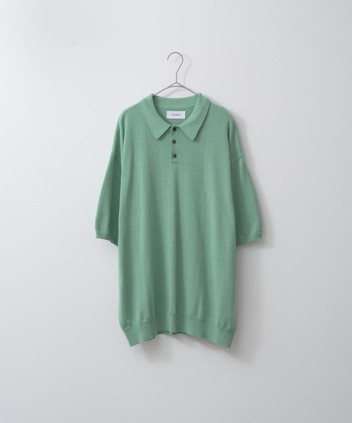 WHIMSIC（ウィムジック）の「【UNISEX】ファインニットショートスリーブポロシャツ（ポロシャツ・メンズ・ホワイト/ブラック/ミント/オレンジ・FREE）」の22枚目の写真
