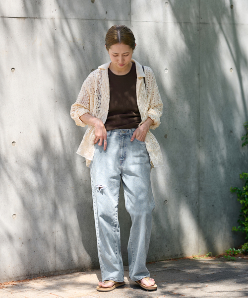 FRAMeWORK（フレームワーク）の「DENIM DELIGHT デニムワイドジーンズ ダメージ（デニムパンツ・レディース・ブルー・SMALL/MEDIUM）」の2枚目の写真
