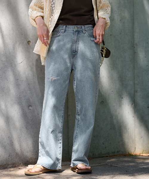 FRAMeWORK（フレームワーク）の「DENIM DELIGHT デニムワイドジーンズ ダメージ（デニムパンツ・レディース・ブルー・SMALL/MEDIUM）」の5枚目の写真