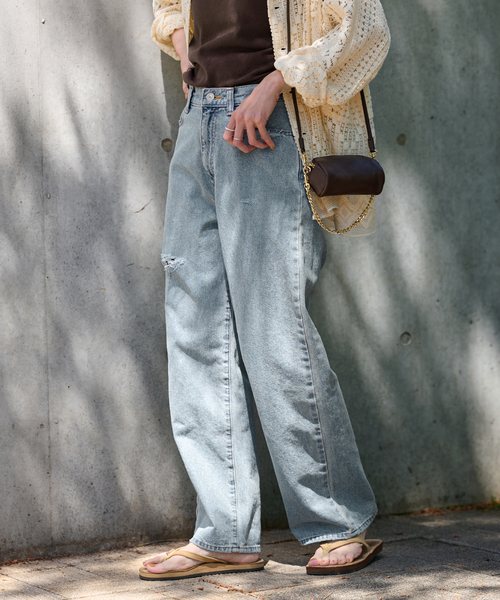 FRAMeWORK（フレームワーク）の「DENIM DELIGHT デニムワイドジーンズ ダメージ（デニムパンツ・レディース・ブルー・SMALL/MEDIUM）」の6枚目の写真
