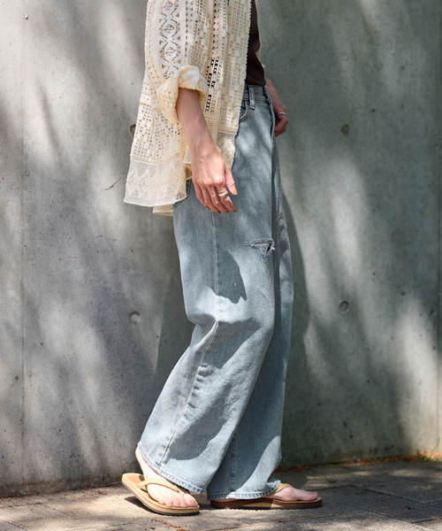 FRAMeWORK（フレームワーク）の「DENIM DELIGHT デニムワイドジーンズ ダメージ（デニムパンツ・レディース・ブルー・SMALL/MEDIUM）」の7枚目の写真