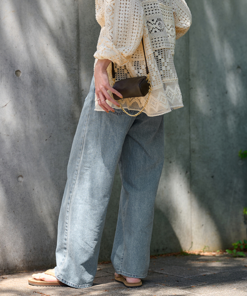 FRAMeWORK（フレームワーク）の「DENIM DELIGHT デニムワイドジーンズ ダメージ（デニムパンツ・レディース・ブルー・SMALL/MEDIUM）」の8枚目の写真