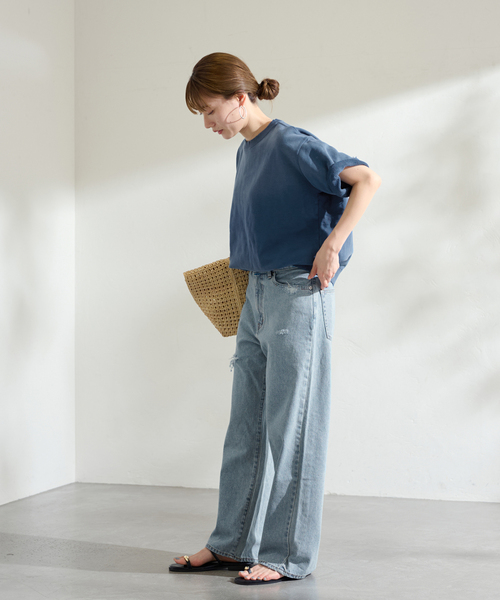 FRAMeWORK（フレームワーク）の「DENIM DELIGHT デニムワイドジーンズ ダメージ（デニムパンツ・レディース・ブルー・SMALL/MEDIUM）」の11枚目の写真