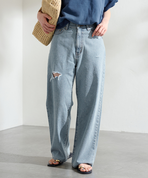FRAMeWORK（フレームワーク）の「DENIM DELIGHT デニムワイドジーンズ ダメージ（デニムパンツ・レディース・ブルー・SMALL/MEDIUM）」の13枚目の写真