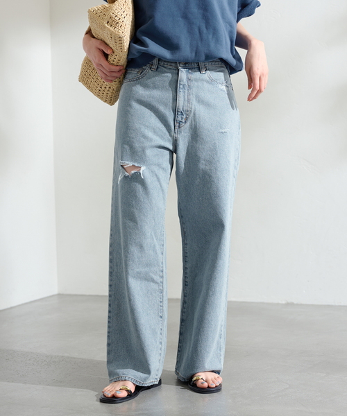 FRAMeWORK（フレームワーク）の「DENIM DELIGHT デニムワイドジーンズ ダメージ（デニムパンツ・レディース・ブルー・SMALL/MEDIUM）」の14枚目の写真