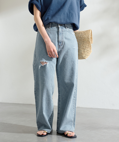 FRAMeWORK（フレームワーク）の「DENIM DELIGHT デニムワイドジーンズ ダメージ（デニムパンツ・レディース・ブルー・SMALL/MEDIUM）」の15枚目の写真