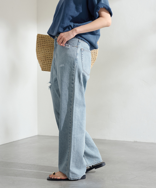 FRAMeWORK（フレームワーク）の「DENIM DELIGHT デニムワイドジーンズ ダメージ（デニムパンツ・レディース・ブルー・SMALL/MEDIUM）」の16枚目の写真