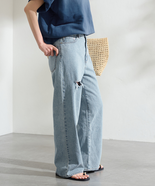 FRAMeWORK（フレームワーク）の「DENIM DELIGHT デニムワイドジーンズ ダメージ（デニムパンツ・レディース・ブルー・SMALL/MEDIUM）」の17枚目の写真
