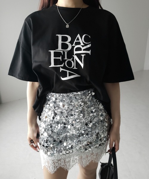 me+em select(ミームセレクト)の「※※【 インパン裏地付 】レースドッキングスパングルミニスカート / lace docking spangle mini skirt(スカート・レディース・シルバー/ブラック・MEDIUM/SMALL)」の11枚目の写真