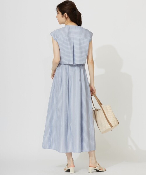 ANY SIS（エニィスィス）の「【洗える】クロップドシャツ ワンピース（シャツワンピース・レディース・ダルブルー系/スカイブルー系1・3/2/1）」の5枚目の写真