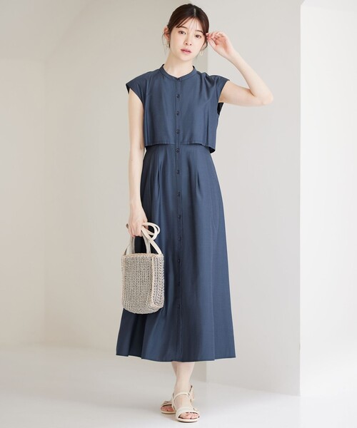 ANY SIS（エニィスィス）の「【洗える】クロップドシャツ ワンピース（シャツワンピース・レディース・ダルブルー系/スカイブルー系1・3/2/1）」の6枚目の写真