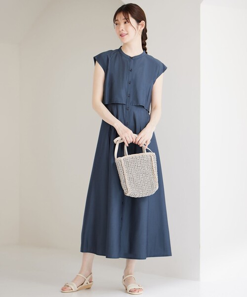 ANY SIS（エニィスィス）の「【洗える】クロップドシャツ ワンピース（シャツワンピース・レディース・ダルブルー系/スカイブルー系1・3/2/1）」の7枚目の写真