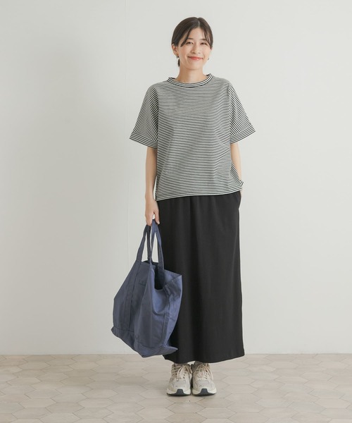 URBAN RESEARCH DOORS(アーバンリサーチドアーズ)の「『UR GREEN』リブカットストレートスカート(スカート・レディース・アイボリー/ブラック・MEDIUM)」の9枚目の写真