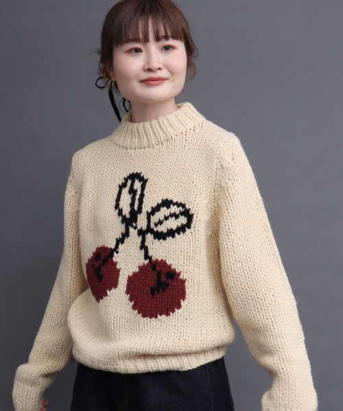 peu pres（プープレ）の「インターシャ チェリーニット（ニット/セーター・レディース・アイボリー/ブラック・FREE）」の4枚目の写真