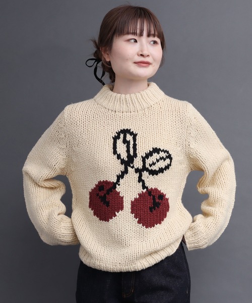 peu pres（プープレ）の「インターシャ チェリーニット（ニット/セーター・レディース・アイボリー/ブラック・FREE）」の3枚目の写真