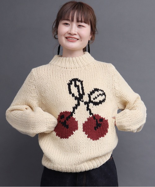 peu pres（プープレ）の「インターシャ チェリーニット（ニット/セーター・レディース・アイボリー/ブラック・FREE）」の20枚目の写真