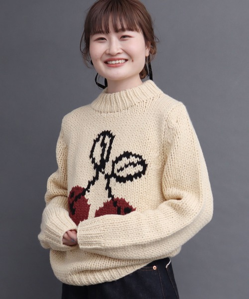 peu pres（プープレ）の「インターシャ チェリーニット（ニット/セーター・レディース・アイボリー/ブラック・FREE）」の6枚目の写真