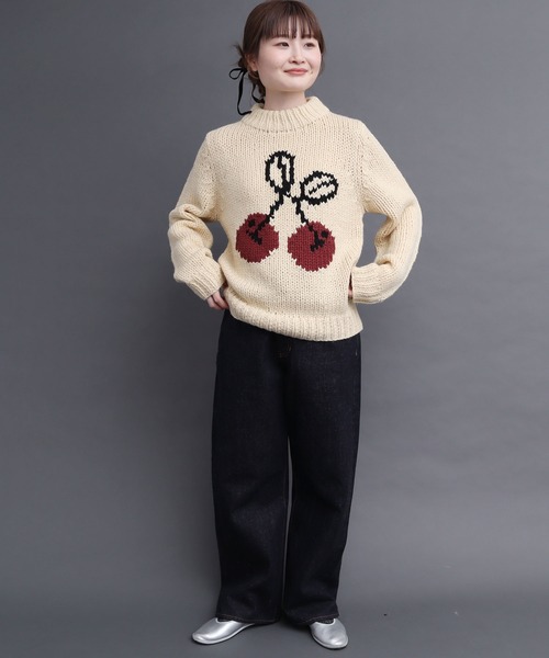 peu pres（プープレ）の「インターシャ チェリーニット（ニット/セーター・レディース・アイボリー/ブラック・FREE）」の11枚目の写真