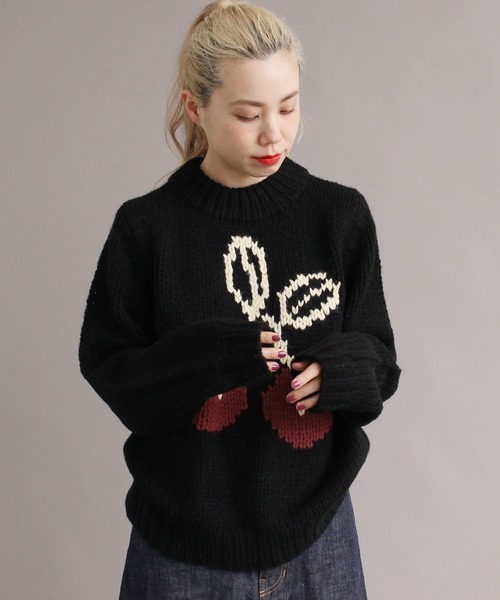 peu pres（プープレ）の「インターシャ チェリーニット（ニット/セーター・レディース・アイボリー/ブラック・FREE）」の8枚目の写真