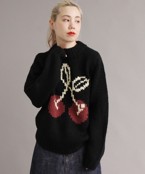 peu pres（プープレ）の「インターシャ チェリーニット（ニット/セーター・レディース・アイボリー/ブラック・FREE）」の9枚目の写真