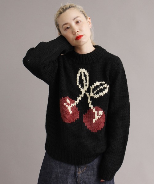 peu pres（プープレ）の「インターシャ チェリーニット（ニット/セーター・レディース・アイボリー/ブラック・FREE）」の7枚目の写真