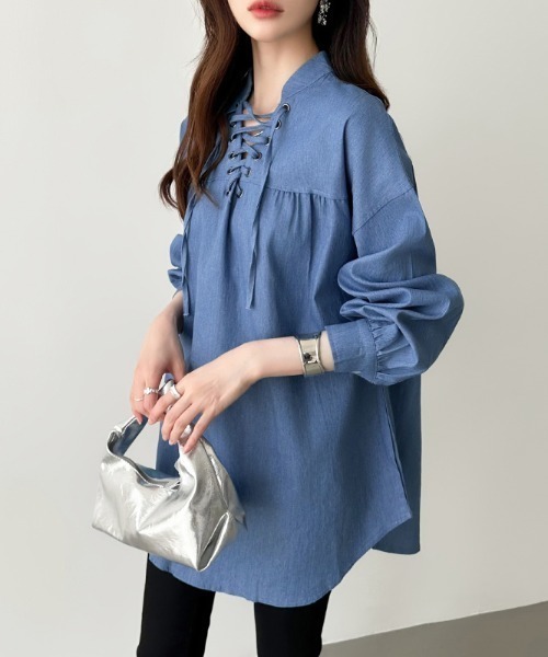 最終値下げ！ヒロコビス⭐︎シースルーデニム柄オシャレなチュニックブラウス美品M HIROKO BIS / ヒロコビス （レディース） チュニック