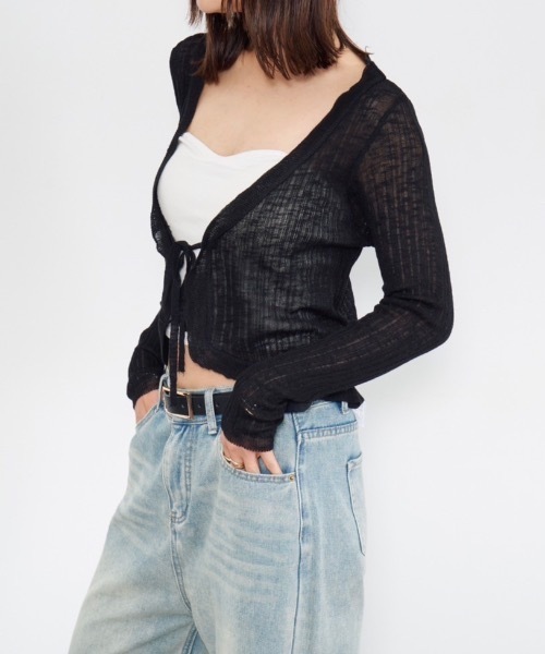 DRWCYS(ドロシーズ)の「フリルシアーカーデ(カーディガン/ボレロ・レディース・ブラック/アイボリー・FREE)」の9枚目の写真