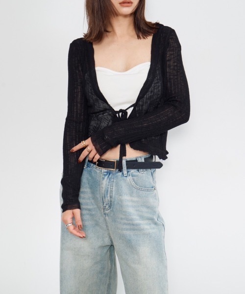 DRWCYS(ドロシーズ)の「フリルシアーカーデ(カーディガン/ボレロ・レディース・ブラック/アイボリー・FREE)」の8枚目の写真