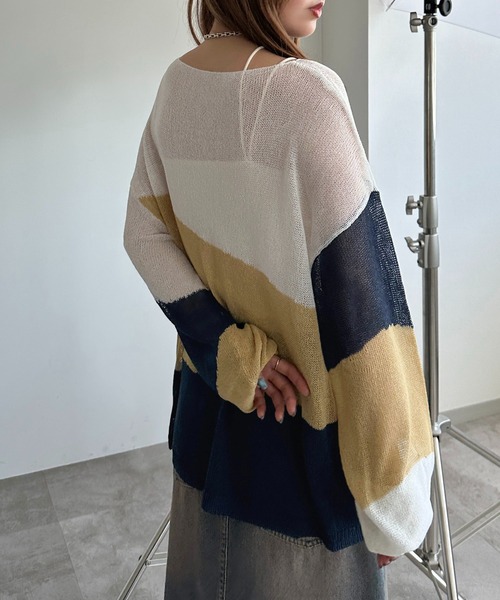 apres jour mignon（アプレジュールミニョン）の「3カラーシアーニット【ZOZOTOWN限定アイテム】（ニット/セーター・レディース・アイボリー/オフホワイト/グレー・X-LARGE/フリー）」の8枚目の写真