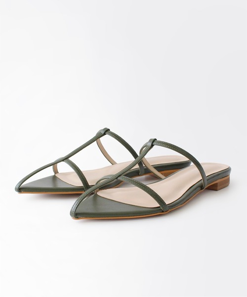 【SITTE】ポインテッドTストラップミュールサンダル