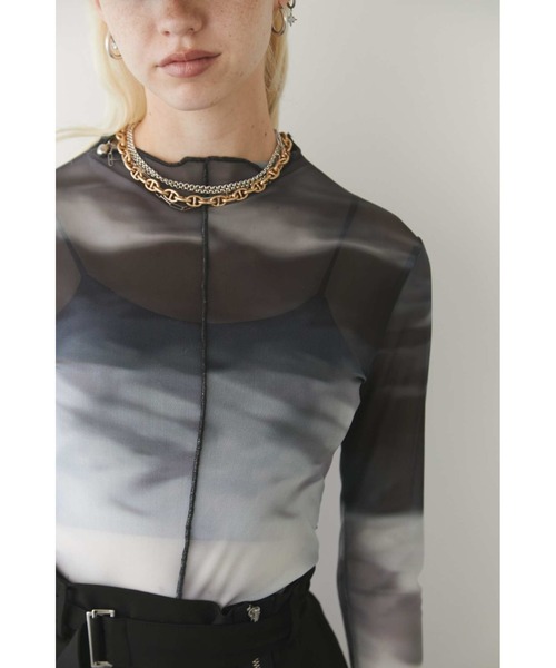 Solace（ソレイス）の「ニュアンス柄シアーロングスリーブトップス（Tシャツ/カットソー・レディース・ベージュ/オレンジ/ブラック/ネイビー/イエロー・FREE）」の19枚目の写真