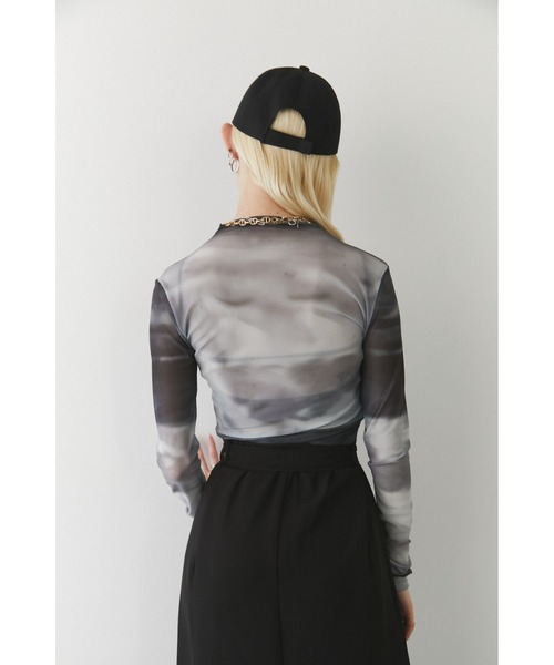 Solace（ソレイス）の「ニュアンス柄シアーロングスリーブトップス（Tシャツ/カットソー・レディース・ベージュ/オレンジ/ブラック/ネイビー/イエロー・FREE）」の18枚目の写真