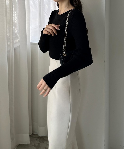 セール】厚手ボートネック長袖リブニット（ニット/セーター）｜Louere