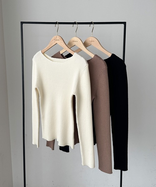【新品】 L'Appartement リブニット タイト　ボートネック 長袖 新品】 L'Appartement リブニット タイト ボートネック 長袖