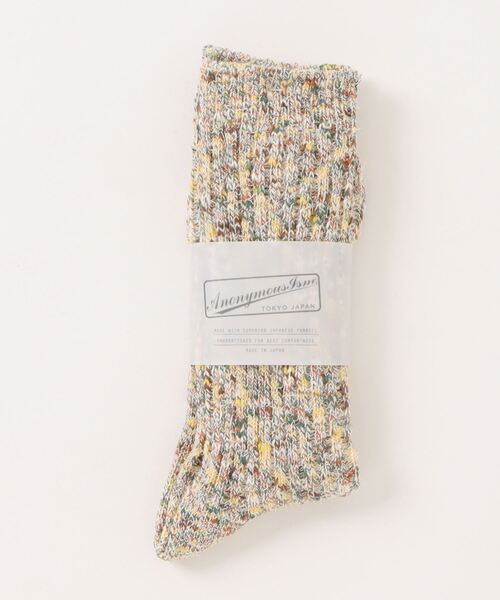 ANONYMOUSISM（アノニマスイズム）の「【AnonymousIsm】Homespun art yarn Crew / ホームスパン アートヤーン クルー丈 ソックス（ソックス/靴下・メンズ・マルチ/ブラック/カーキ/インディゴブルー・25cm～27cm）」の2枚目の写真
