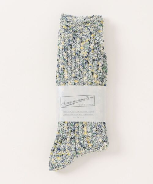 ANONYMOUSISM（アノニマスイズム）の「【AnonymousIsm】Homespun art yarn Crew / ホームスパン アートヤーン クルー丈 ソックス（ソックス/靴下・メンズ・マルチ/ブラック/カーキ/インディゴブルー・25cm～27cm）」の3枚目の写真