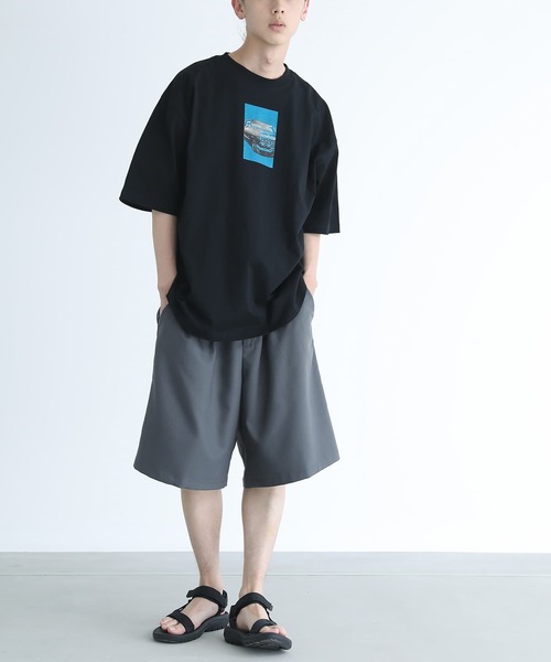 n'OrLABEL(ノアールレーベル)の「ベーシックワイドハーフパンツ(その他パンツ・メンズ・ブラック/グレイッシュブルー・M/L/XL)」の5枚目の写真