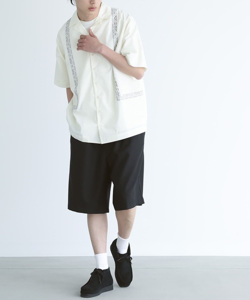 n'OrLABEL(ノアールレーベル)の「ベーシックワイドハーフパンツ(その他パンツ・メンズ・ブラック/グレイッシュブルー・M/L/XL)」の13枚目の写真