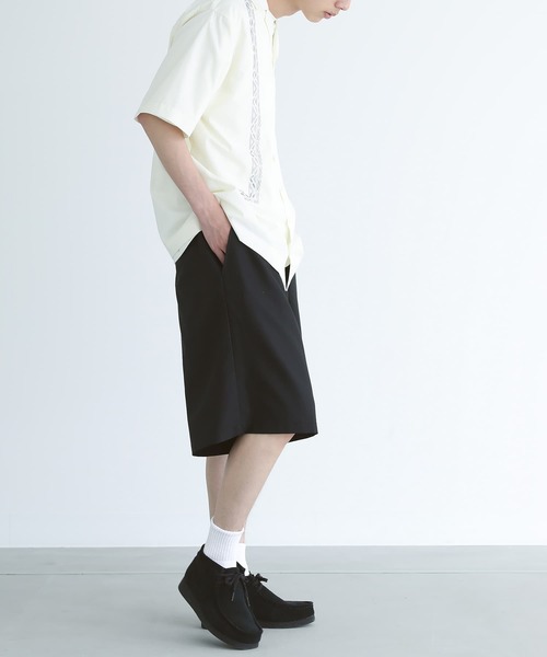 n'OrLABEL(ノアールレーベル)の「ベーシックワイドハーフパンツ(その他パンツ・メンズ・ブラック/グレイッシュブルー・M/L/XL)」の14枚目の写真