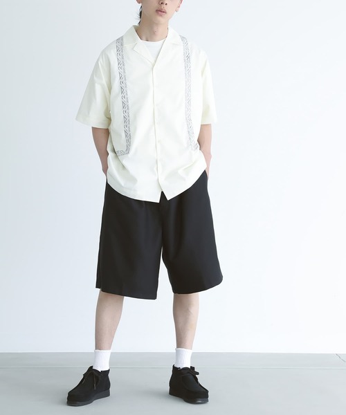 n'OrLABEL(ノアールレーベル)の「ベーシックワイドハーフパンツ(その他パンツ・メンズ・ブラック/グレイッシュブルー・M/L/XL)」の15枚目の写真