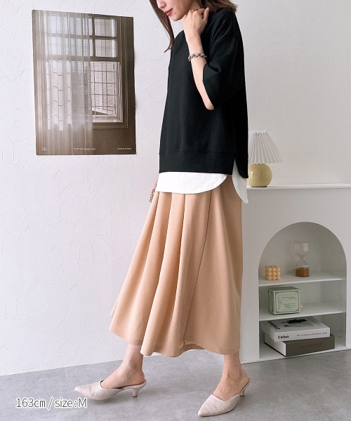 nissen(ニッセン)の「カットジョーゼットインタックワイドパンツ(その他パンツ・レディース・ベージュ/ミント/ピンク/ブラック・S/M/L/LL)」の7枚目の写真