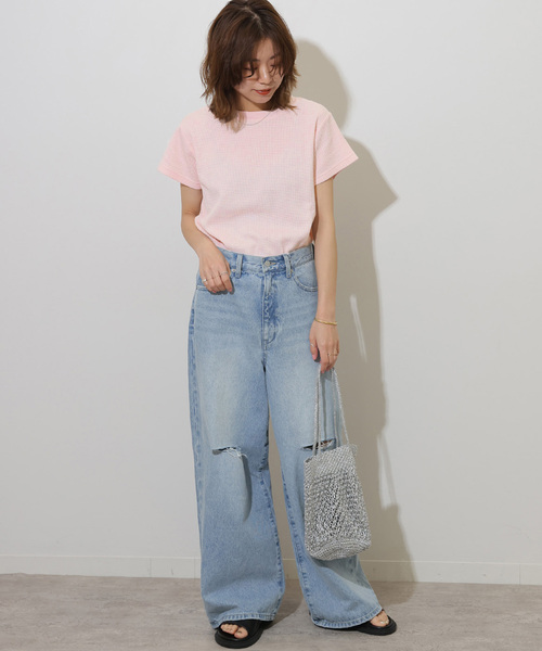 JOURNAL STANDARD relume(ジャーナルスタンダード レリューム)の「《追加2》TCワッフルショートスリーブTシャツ(Tシャツ/カットソー・レディース・ブルー/ホワイト/ブラック/バーガンディー/ストーン・FREE)」の20枚目の写真