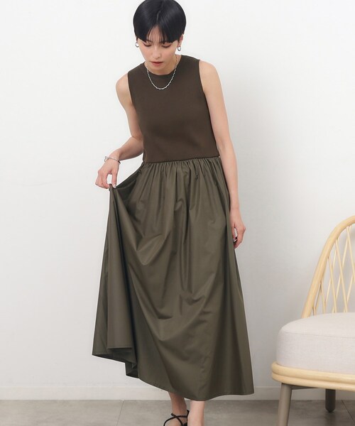 OPAQUE.CLIP（オペークドットクリップ）の「◆アメスリニットドッキングワンピース【洗濯機洗い可】（ワンピース・レディース・チャコール/オリーブ/ブラック・40/36/38）」の3枚目の写真