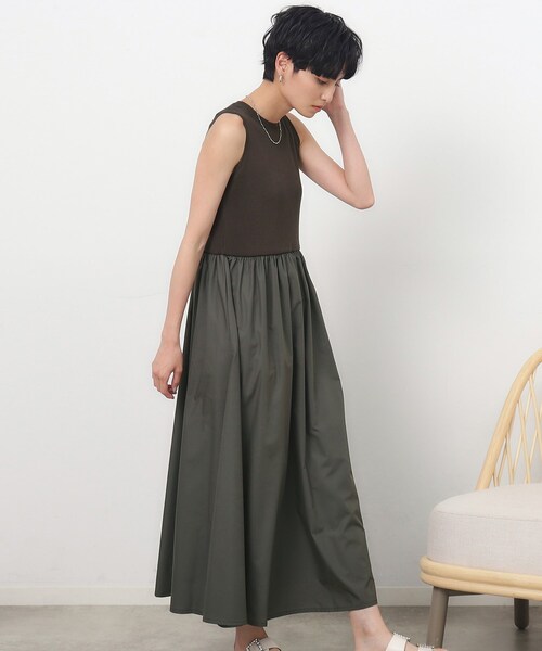 OPAQUE.CLIP（オペークドットクリップ）の「◆アメスリニットドッキングワンピース【洗濯機洗い可】（ワンピース・レディース・チャコール/オリーブ/ブラック・40/36/38）」の17枚目の写真