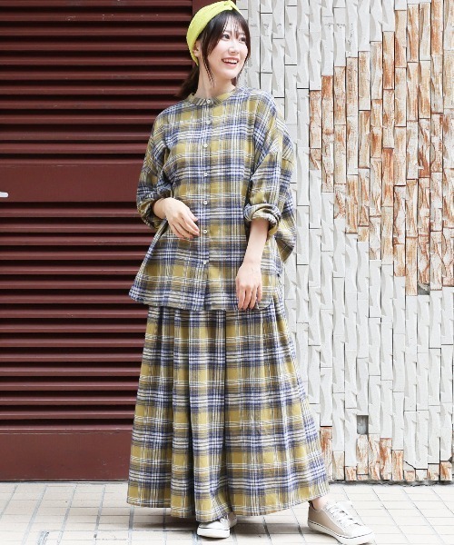 チチカカ（チチカカ）の「起毛コットンチェックスカート【大きいサイズ】（スカート・レディース・グリーン/イエロー/ネイビー・3L）」の18枚目の写真