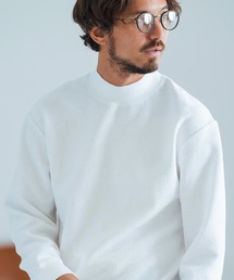 mlt4783-Geometry Jacquard Long Sleeve Pullover モックネックプルオーバー